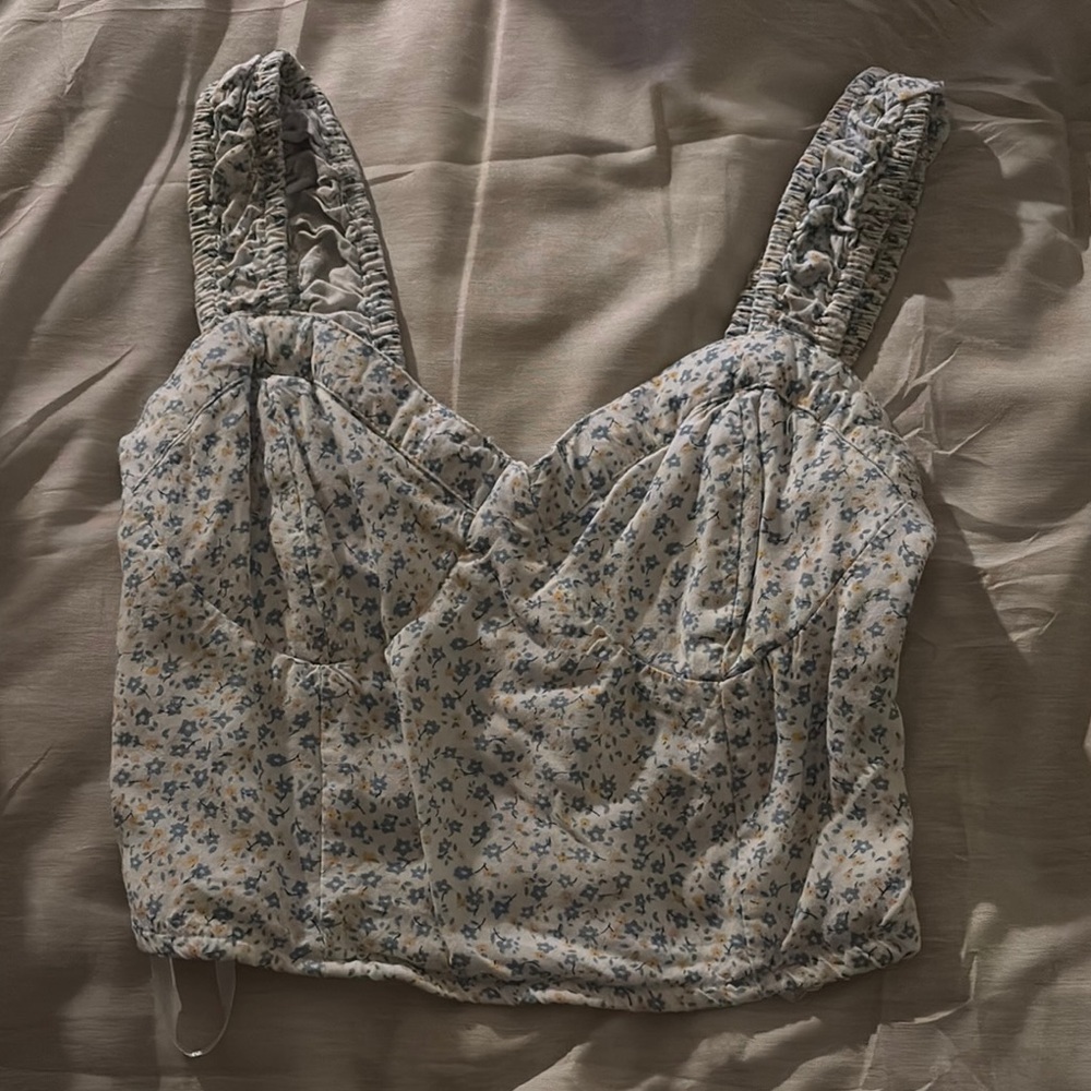 Floral Blue and White Women's Top